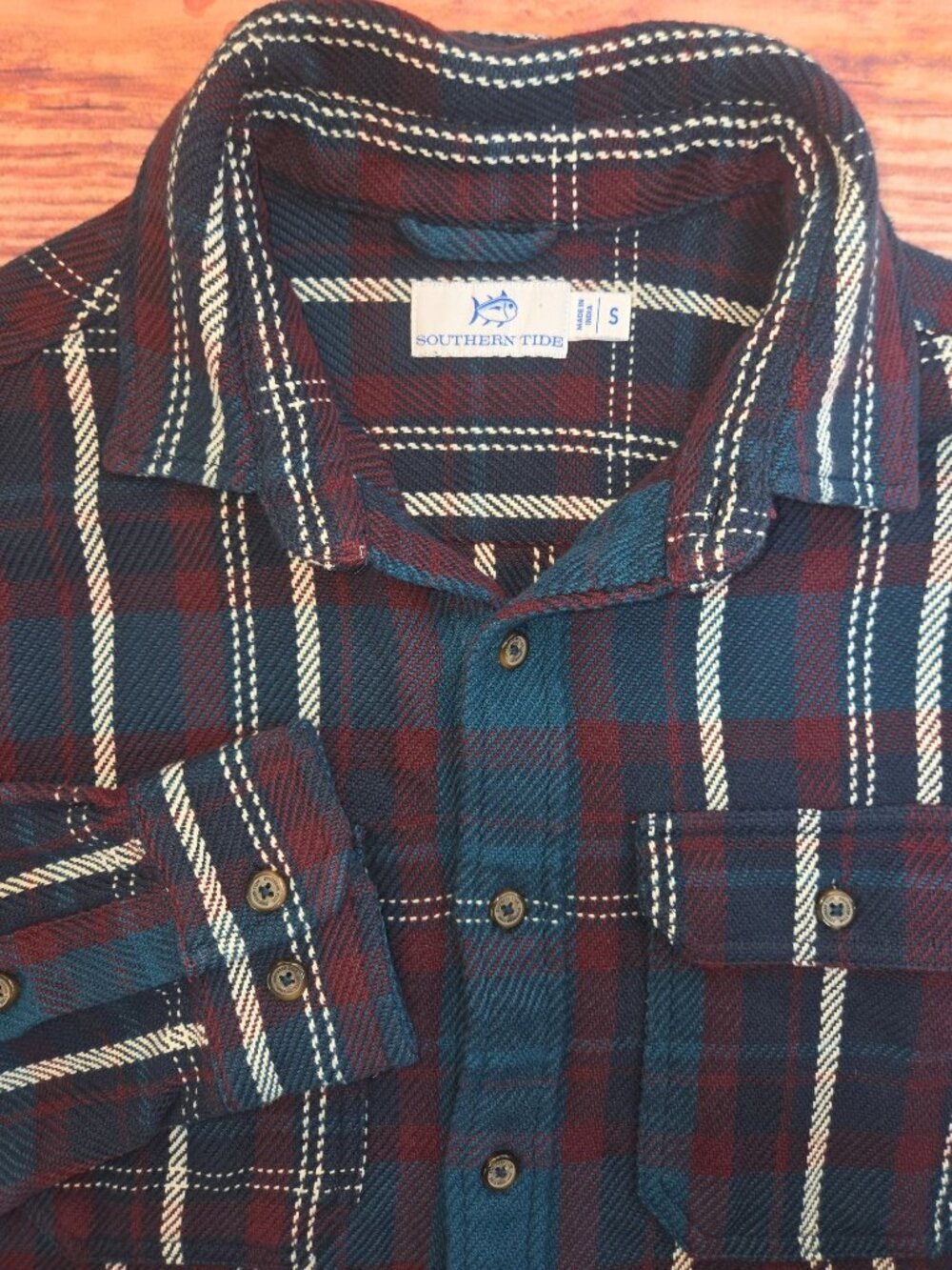 Southern Tide Mens Plaid Flannel Shirt Jacket Small - Picture 4 of 8
